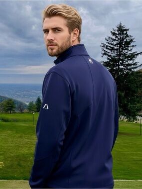 Greyson Wolf Logo Performance Full Zip Jacket Navy Blue XL Golf Athletic